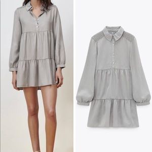 NWT ZARA Tiered Light Gray Mini Dress💕💕